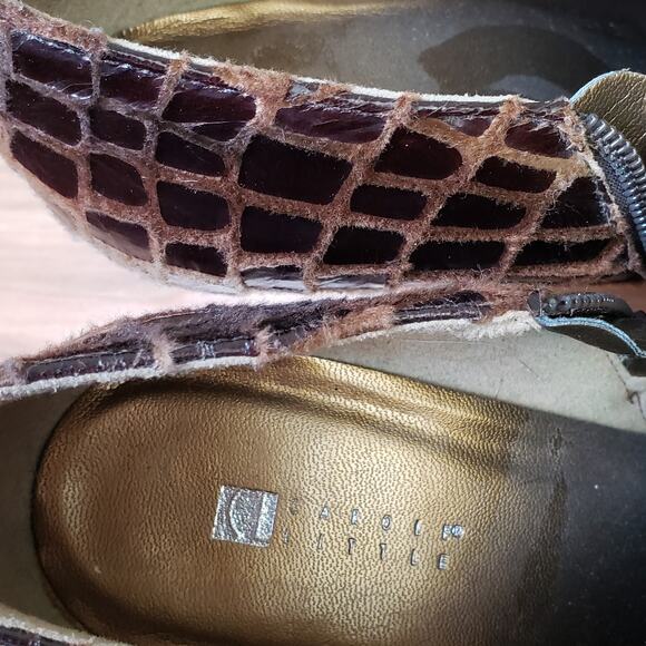 Carole Little Women's 8.5 Pointed Toe Pump Heel Booties Brown Textured Leather - Picture 11 of 11